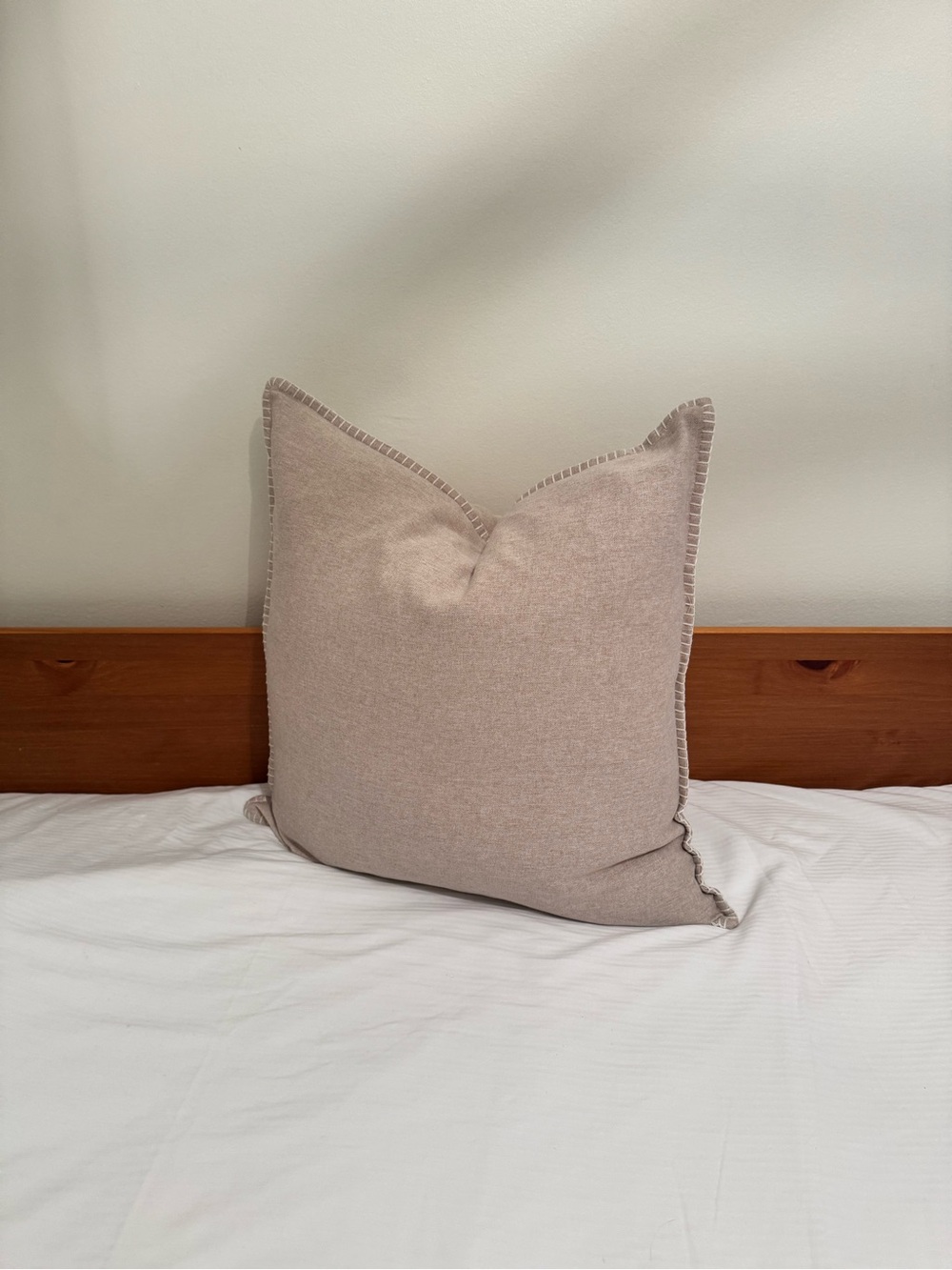 Neutral Taupe Decorative Pillow with Whipstitch Edge